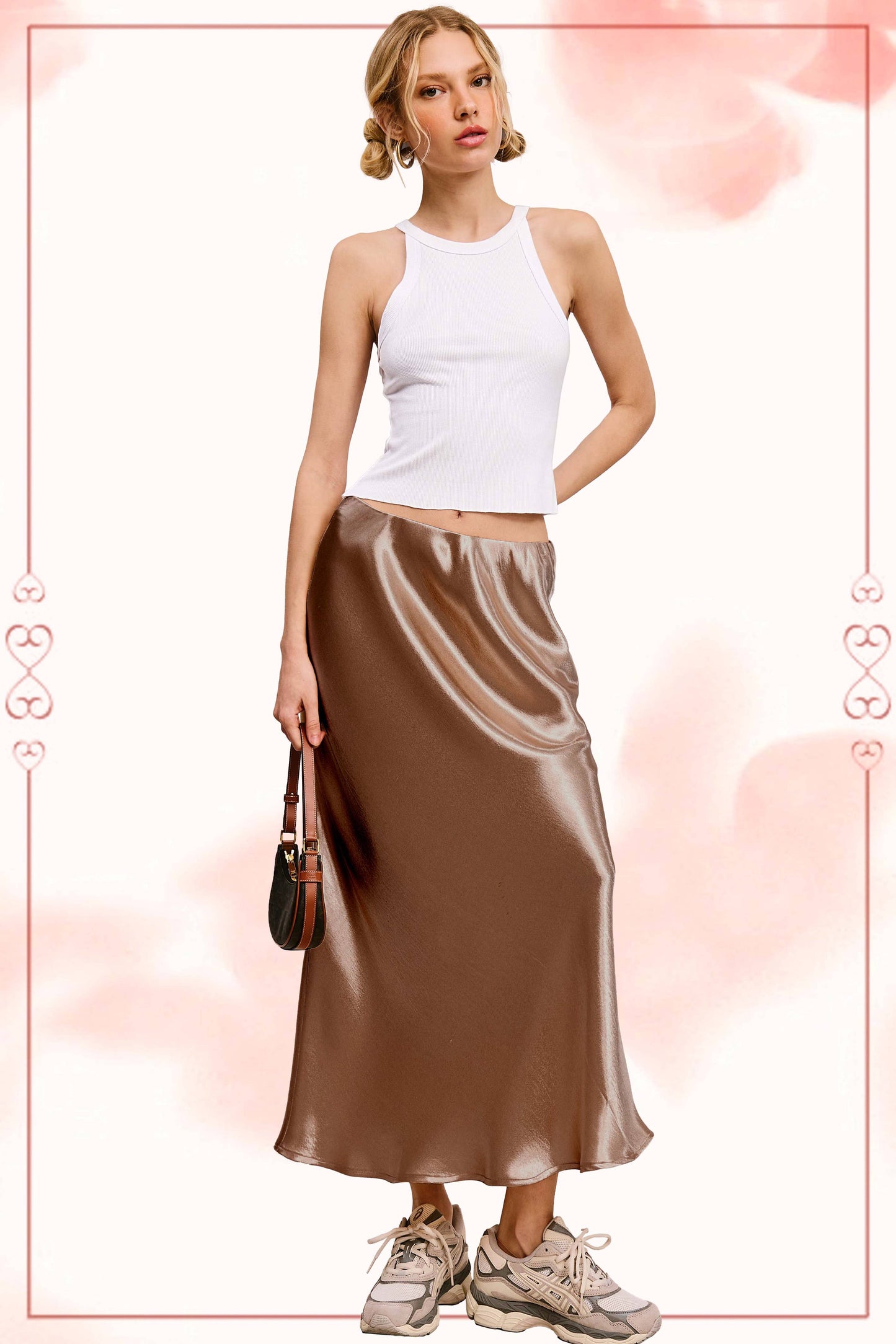 JDP4232-Dressy Satin Long Panel Silhouette Skirt