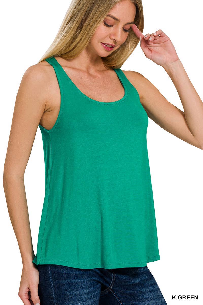 Flowy Hem Rayon Sleeveless Tank Top 8520