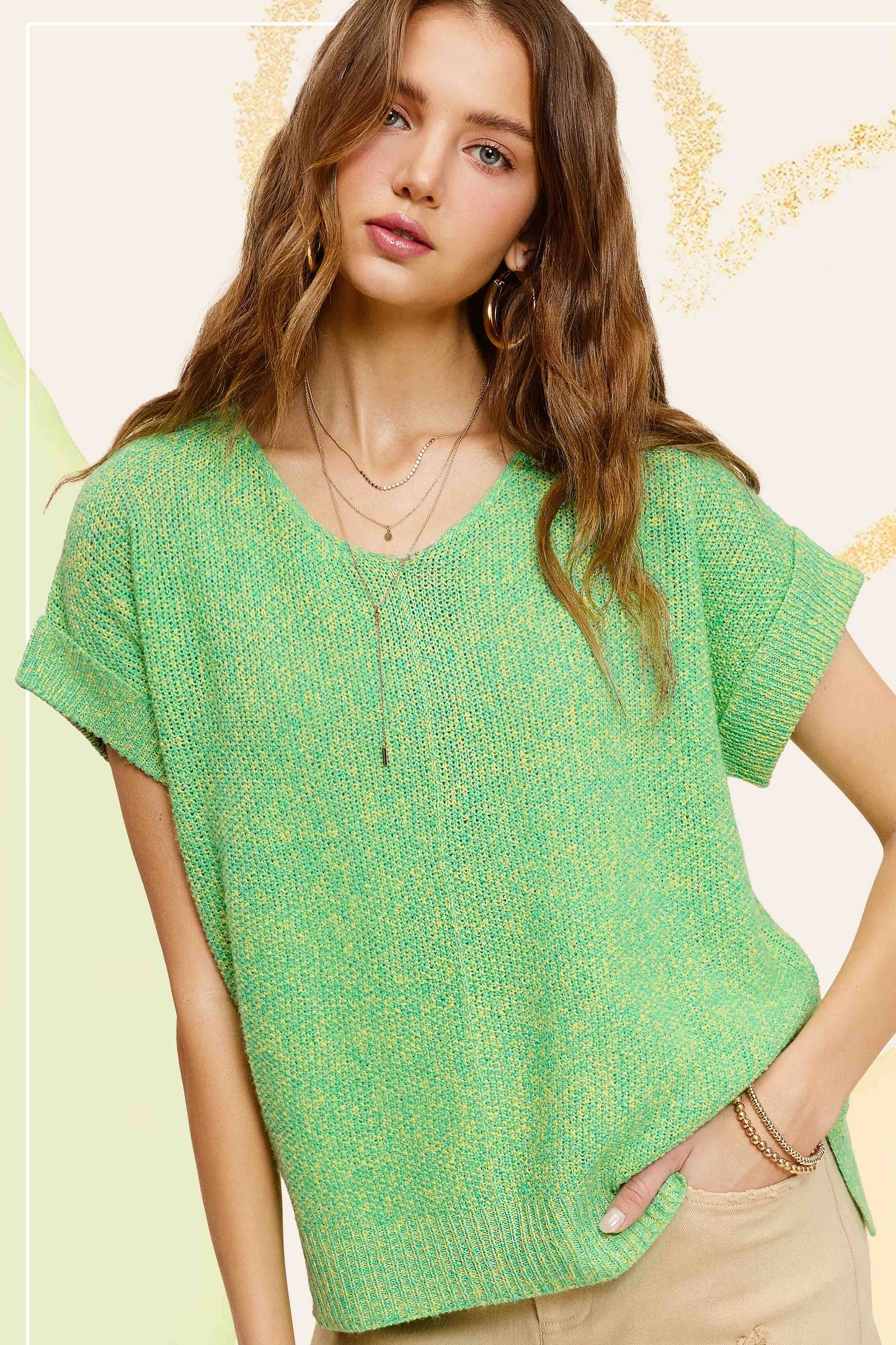 MCS3580-Soft Lightweight Loose Fit Textured Pullover Sweater