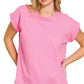 3381 Round Neck Folded Short Sleeve T-shirt CT3381Y