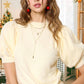 Soft Mohair Puff Short Sleeve Knit Top JCS3554
