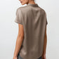 Drop Shoulder Blouse In Crinkle Satin