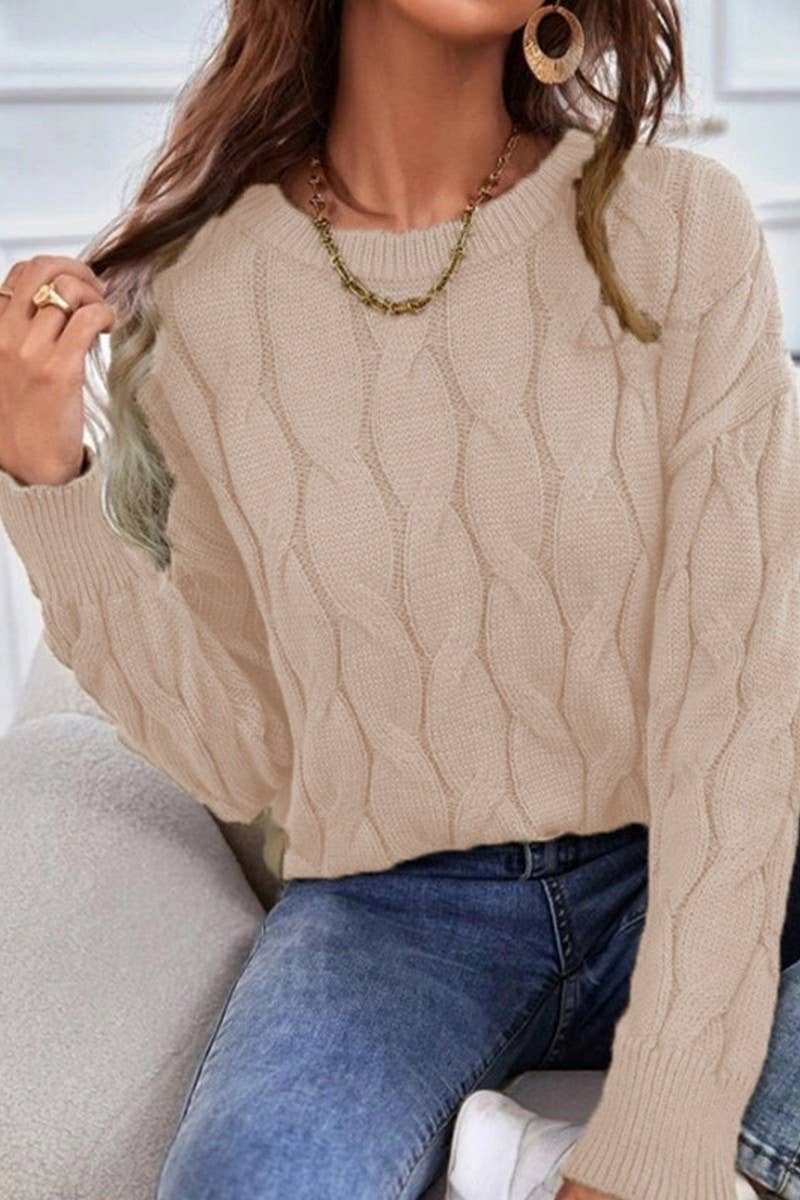 CWOSWL08519_WOMEN LOOSE FIT KNIT PULLOVER SWEATER Outerwear Women’s