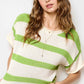 MCS3579-Boxy Silhouette Stripe Lightweight Sweater Top Outerwear Women’s