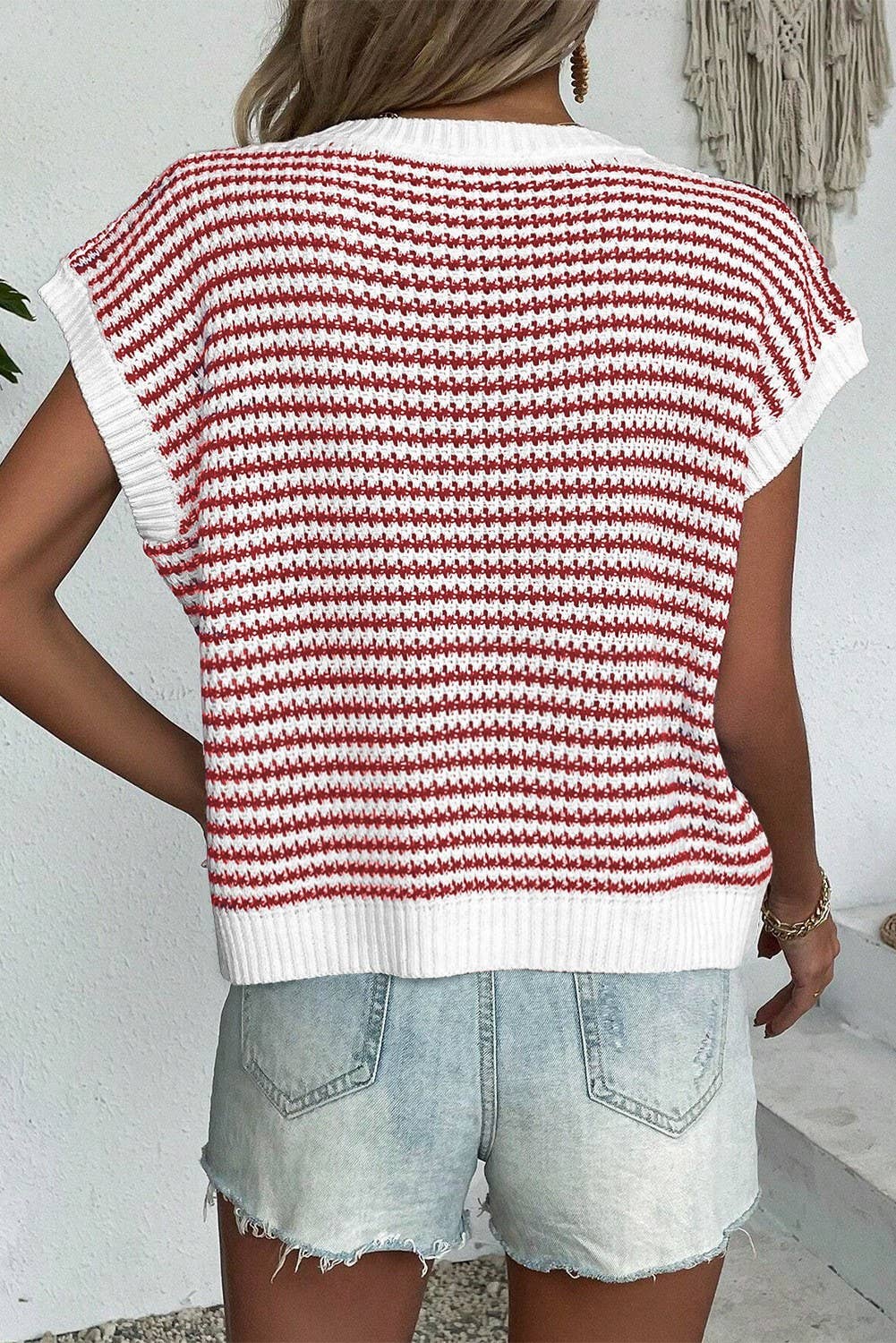 Knit Striped Batwing Sleeve Sweater SW1275