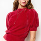 Soft Mohair Puff Short Sleeve Knit Top JCS3554