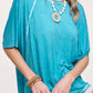HBT7653 Dyed Fabric Round Neck Batwing Short Sleeve Women’s Shirts