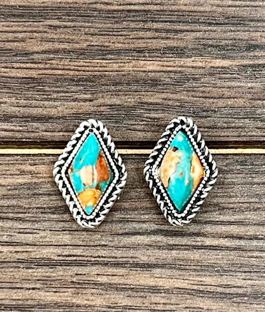 726346, 16mm Diamond Gemstone Stud Earrings