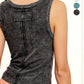Shirts Women’s HCT7694Mineral Washed Back Patch Detail Breathable Tank Top