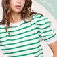 Shirts Women’s Lightweight Puff Short Sleeve Stripe Knit Top JCS3562
