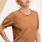 Soft Short Puffy Sleeve Basic Stretchy Knit Top MCS3600