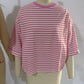 TO1843 Striped Back Tie Bow Knit Top