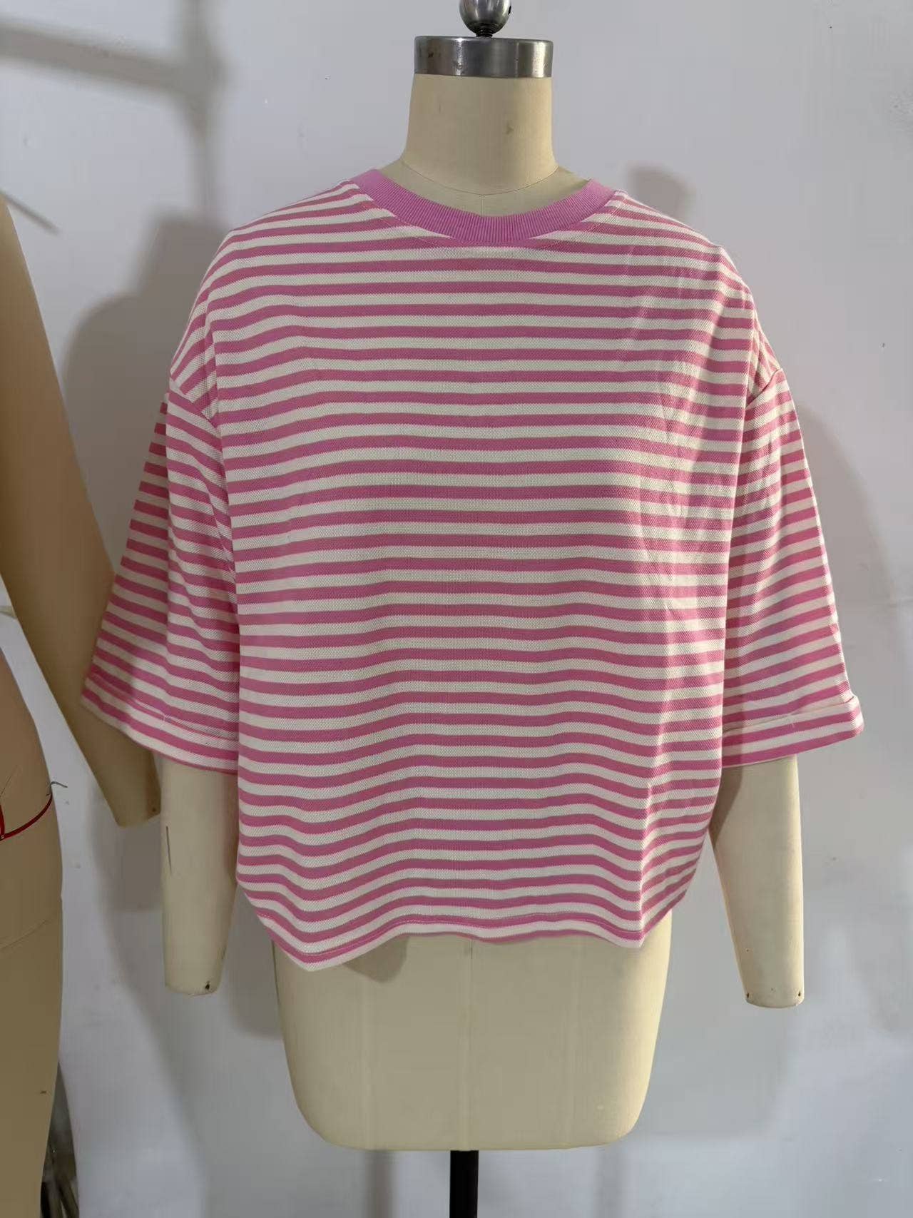 TO1843 Striped Back Tie Bow Knit Top