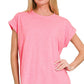 3381 Round Neck Folded Short Sleeve T-shirt CT3381Y