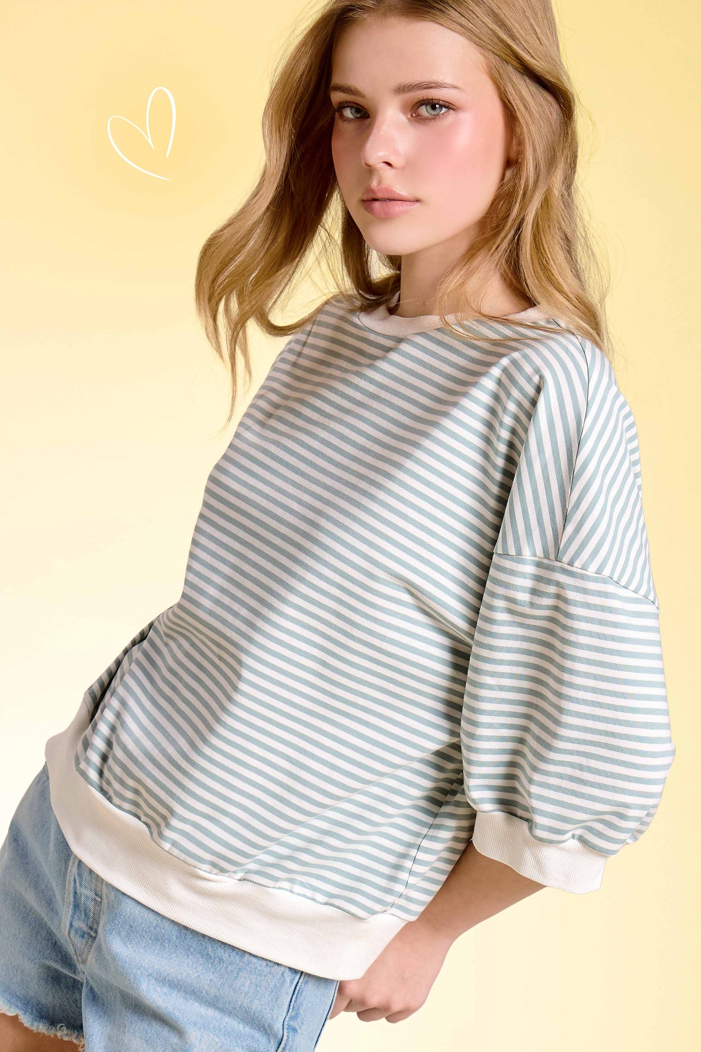 Shits Women’s Loose Fit Striped Short Sleeve Crew Neckline Top MCT7688
