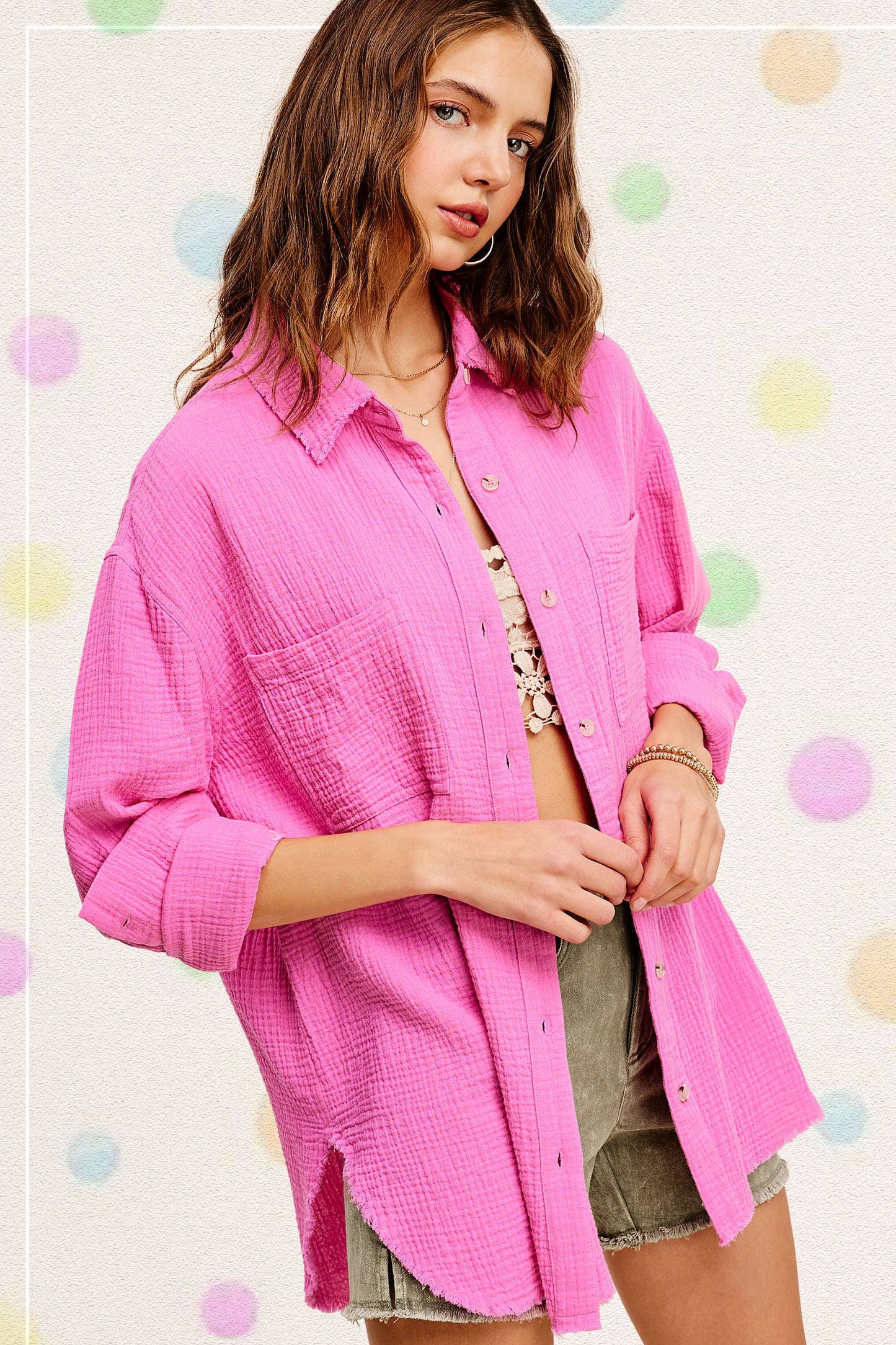 Shirts  Crinkled Gauze Button Down Shirts SRT7448