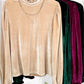 HCT7698-Soft Velvet Long Puff Sleeve Blouse Top shirt womens