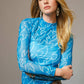 Shirts Women’s  Boots Stitch Throughout Mesh Mock Neck Fitted Top 36349T
