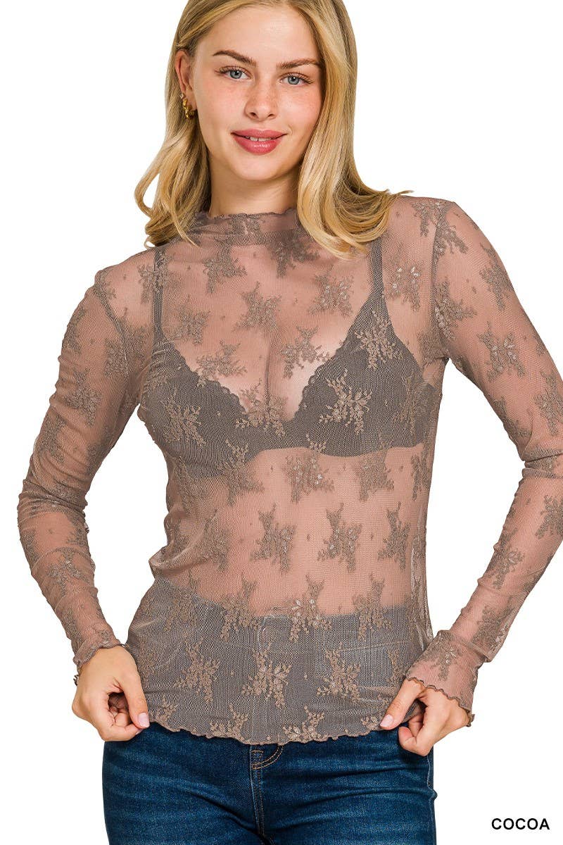 6343 Lace See-through Layering Top