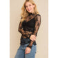 TP9602 MESH LACE HIGH NECK DESIGN LONG SLEEVE FITTED TOP