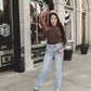 LARIAT LACE L/S *CHOCLATE Mesh top