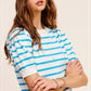 Shirts Women’s Lightweight Puff Short Sleeve Stripe Knit Top JCS3562