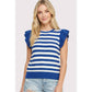 Outerwear Women’s STRIPED RUFFLE SLEEVE SWEATER 55950