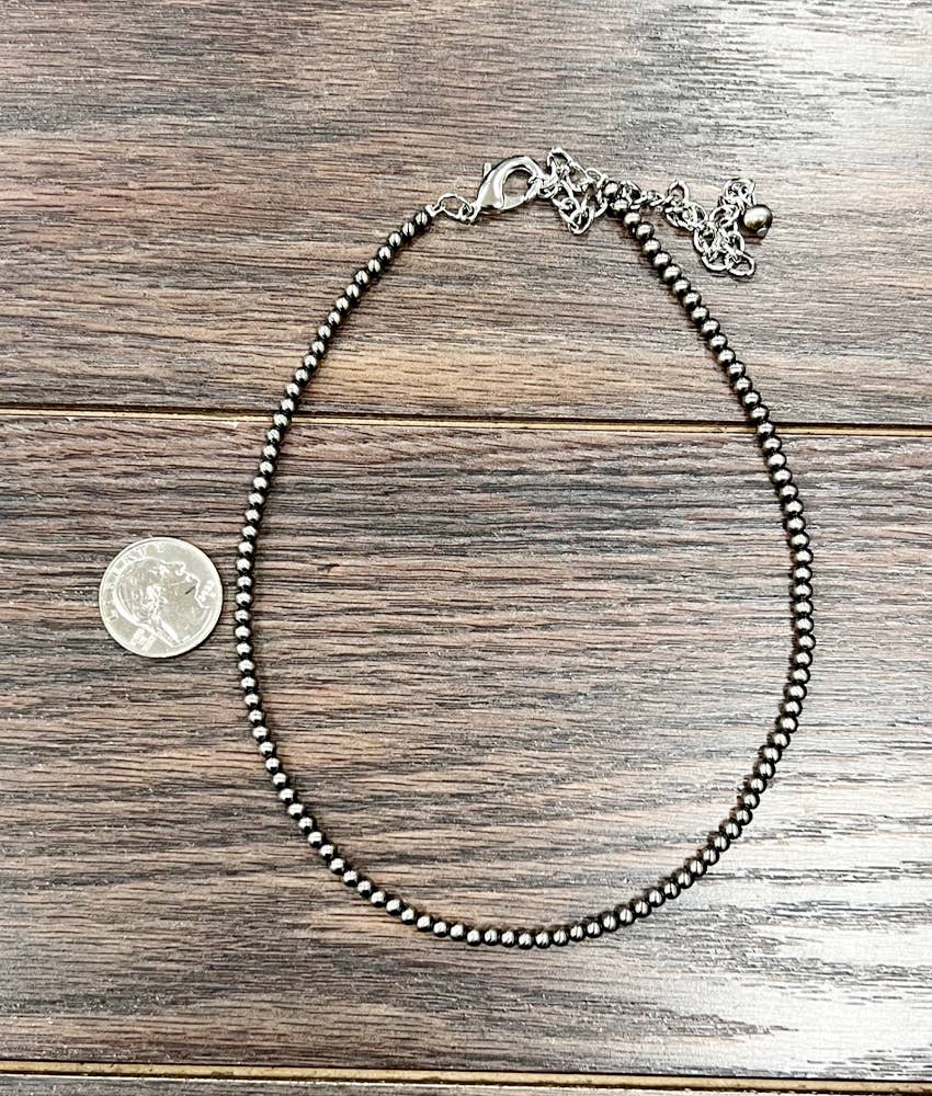 737963, 15" Handmade 4mm Polish Navajo Bead Necklace