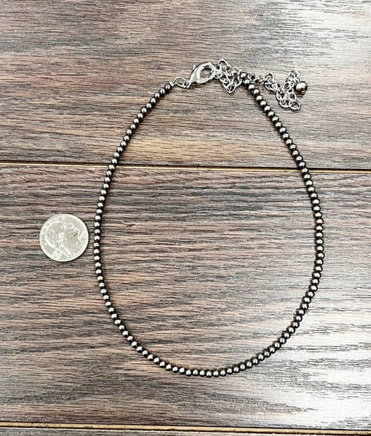 737963, 15" Handmade 4mm Polish Navajo Bead Necklace