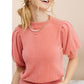 Soft Mohair Puff Short Sleeve Knit Top JCS3554