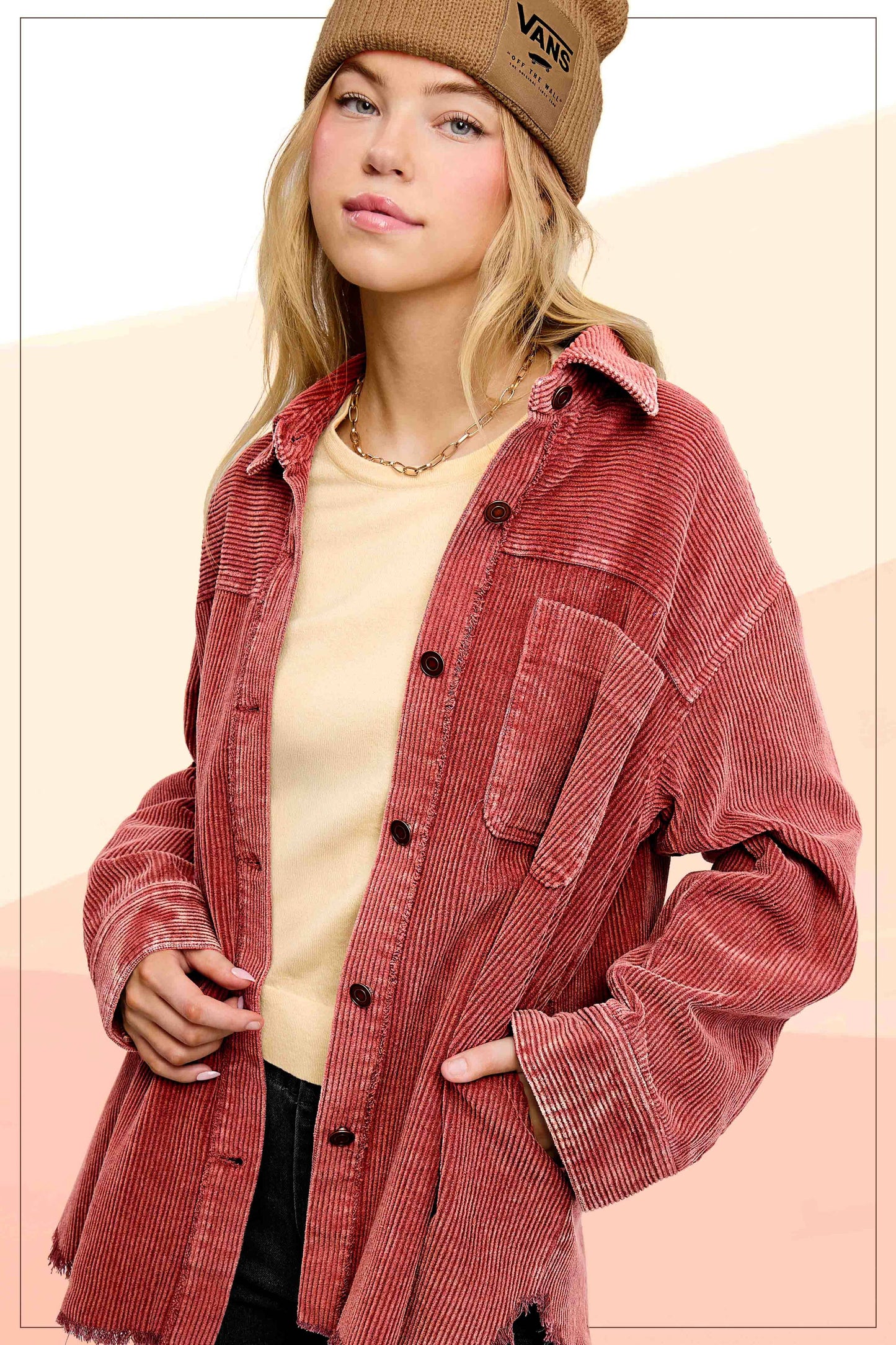 Outerwear Women’s Oversized Corduroy Button JKT1727