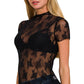 6339 Lace See-through Layering Short Sleeve Top