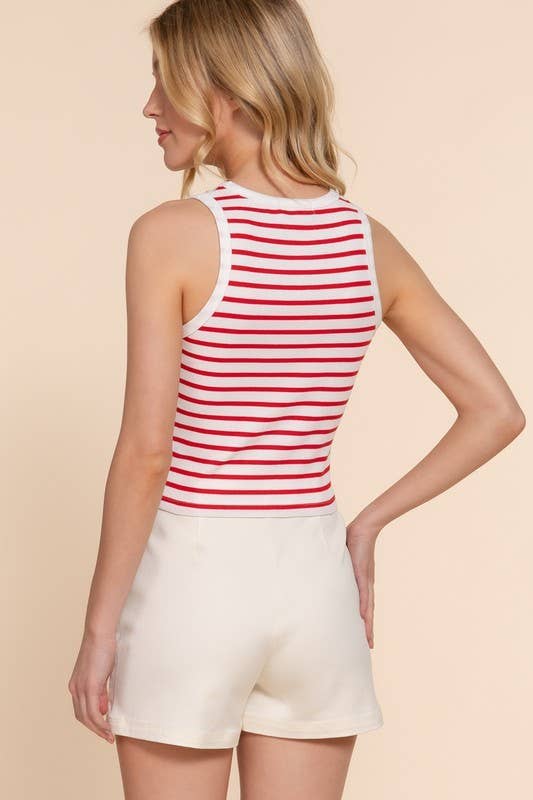 13936 Stripe Cotton Rib Knit Tank Top