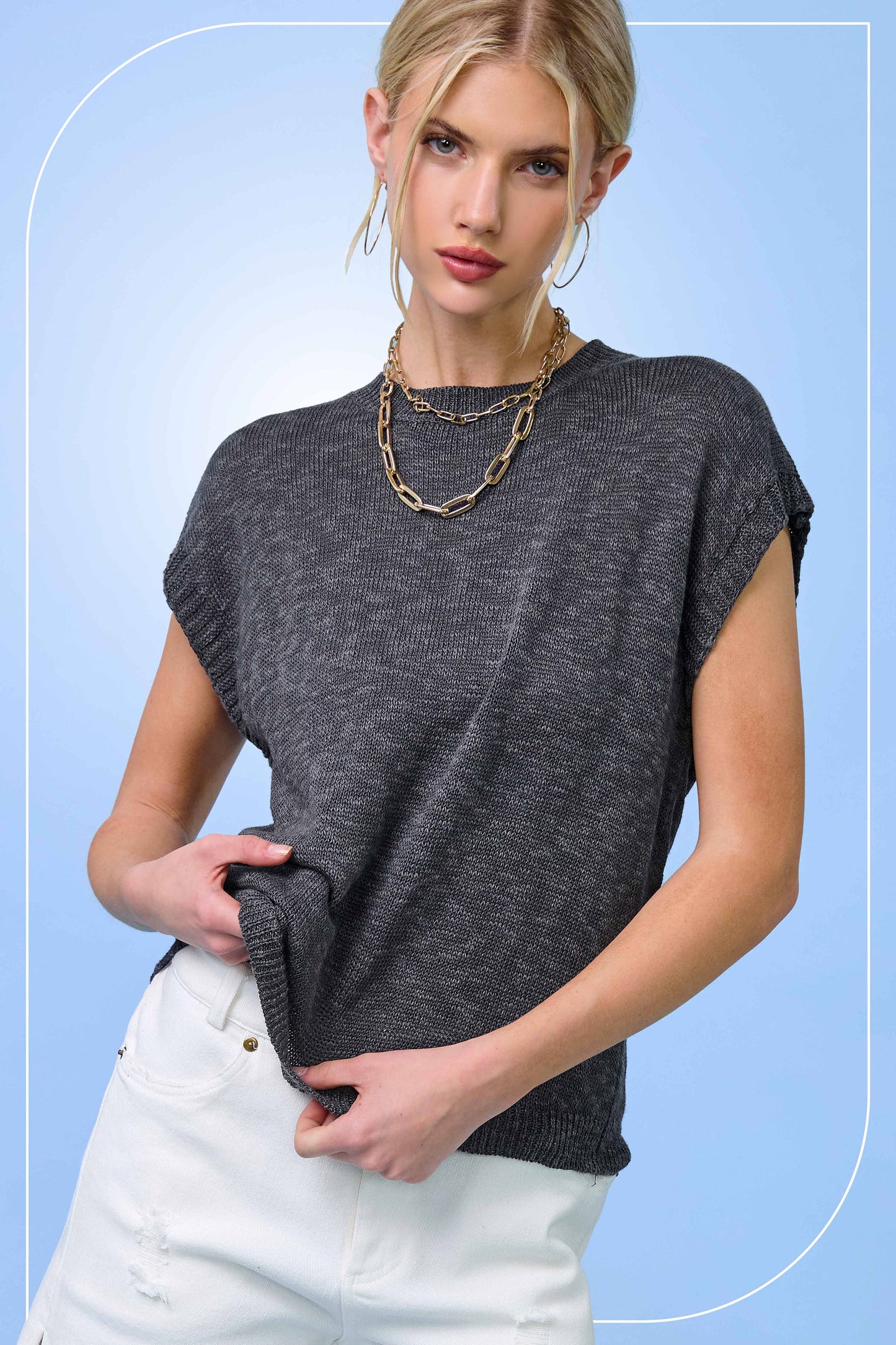 Outerwear Women’s Loose Fit Knit Sweater Vest JCS3598
