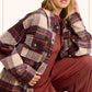 Outerwear Loose Fit Plaid Button Down Shacket with  Pockets JKT1797