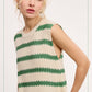 MCS3584-Classic Chunky Striped Sleeveless Sweater Top