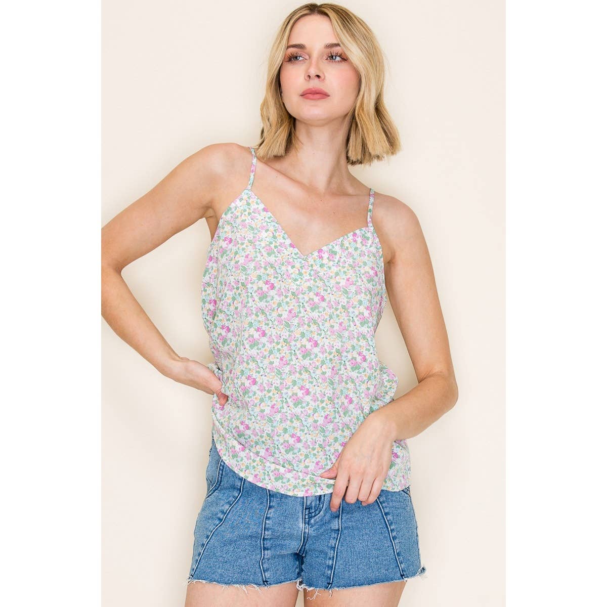 Shirts Women’s V NECK FLORAL PRINTED CAMI TOP 20957C
