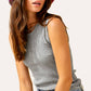 Shirts Women’s-Stretchy Basic Ribbed Sleeveless Crew Neck Tank Top HUT7340