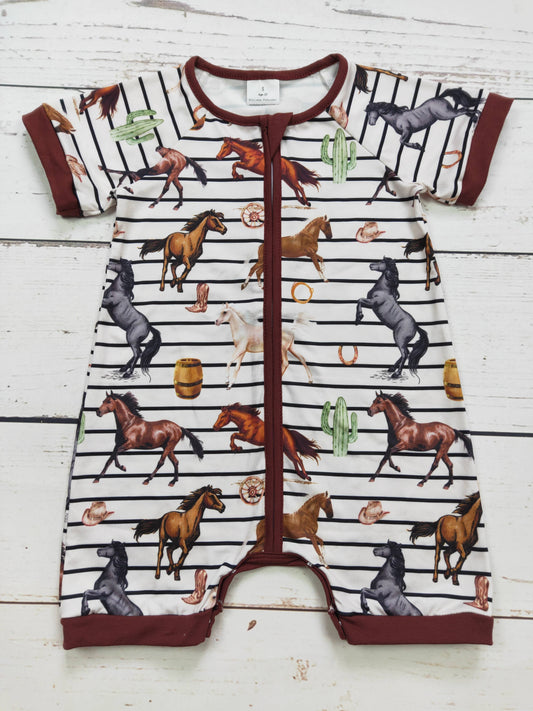 Baby Boy Horse Zip Romper