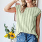 5948 Solid Textured Cap Sleeve Pullover Blouse 11D-T5948