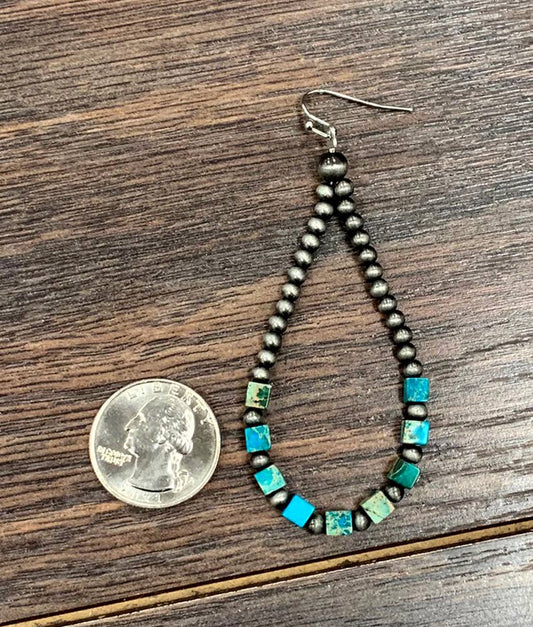 722751, 3" Handmade Navajo Square Gemstone Earrings