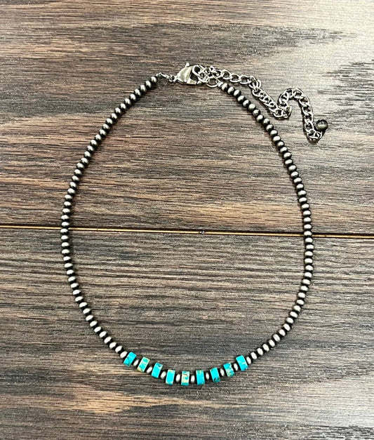 739200, Handmade 15" Navajo Rondelle Gemstone Necklace