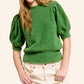 Soft Mohair Puff Short Sleeve Knit Top JCS3554