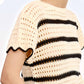 Outerwear Round Neck Scalloped Edge Short Sleeve Sweater MDS3603