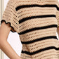 Outerwear Round Neck Scalloped Edge Short Sleeve Sweater MDS3603