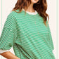 Shits Women’s Loose Fit Striped Short Sleeve Crew Neckline Top MCT7688