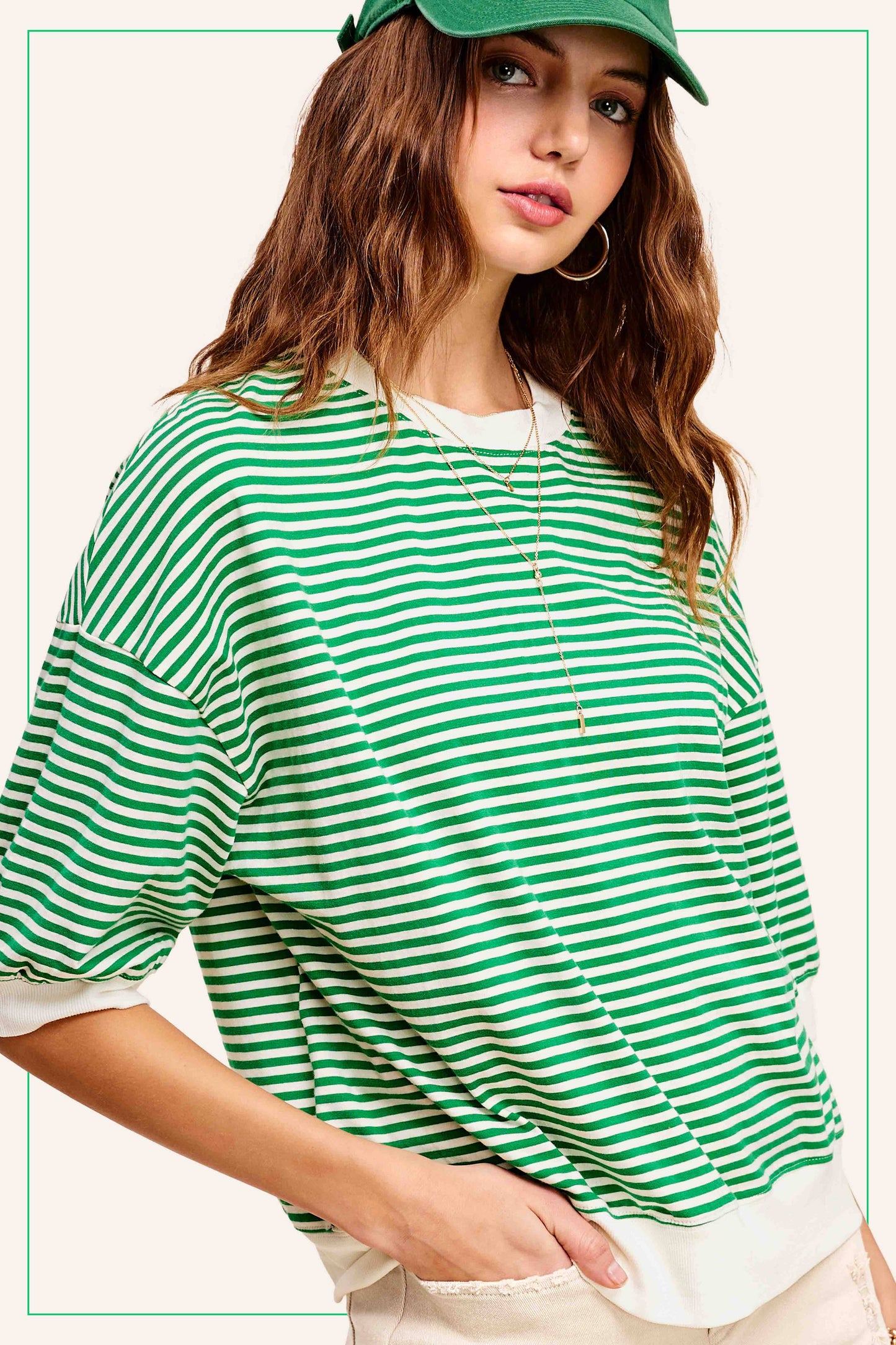 Shits Women’s Loose Fit Striped Short Sleeve Crew Neckline Top MCT7688