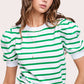 Shirts Women’s Lightweight Puff Short Sleeve Stripe Knit Top JCS3562