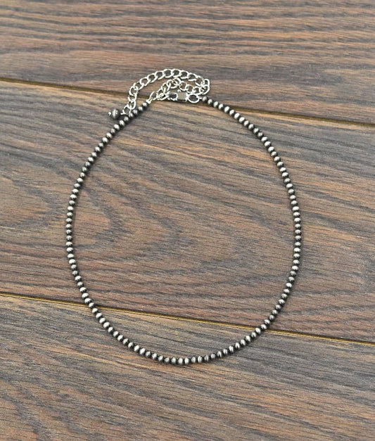 ￼Handmade 16" 4mm Navajo Bead Necklace 733498