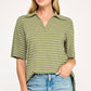 T4019 Stripe Collared Top